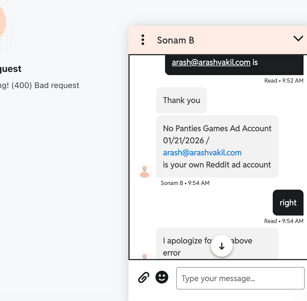 Agent Sonam B associates my email with 