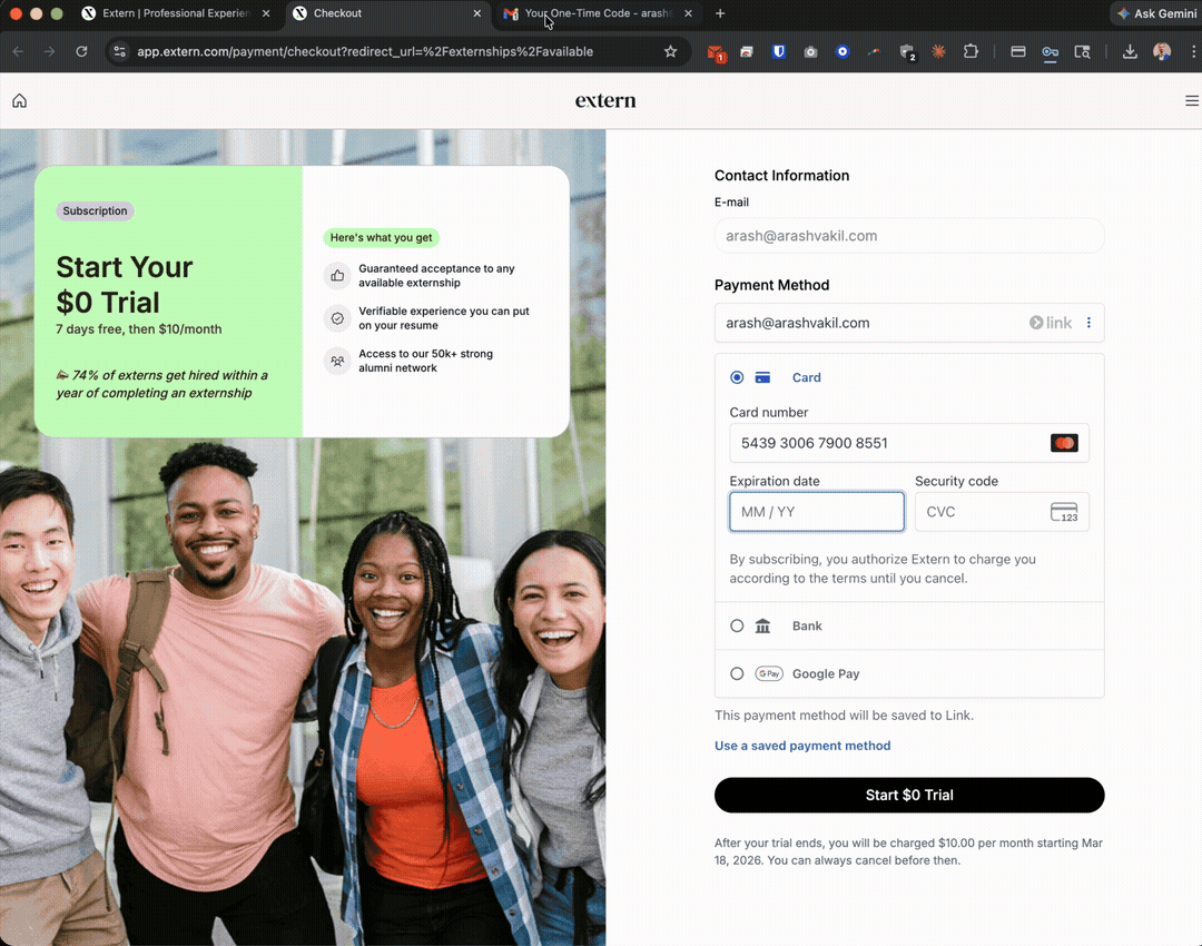 Screen recording: payment page resets mid-checkout flow