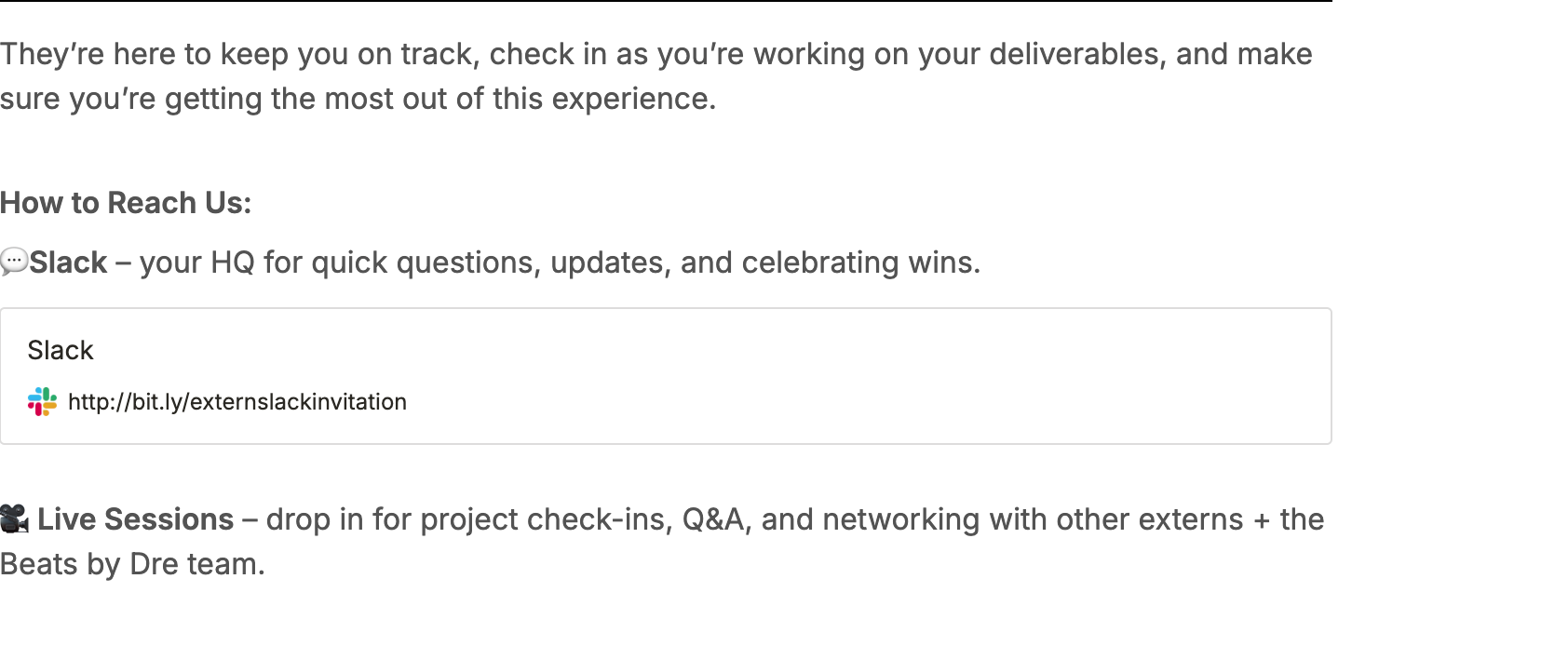Post-enrollment screen with hardcoded Beats by Dre reference and broken Slack bitly link